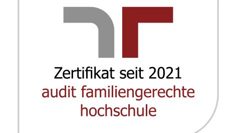 Zertifikatslogo für das Zertifikat "seit 2021 audit familiengerechte hochschule"