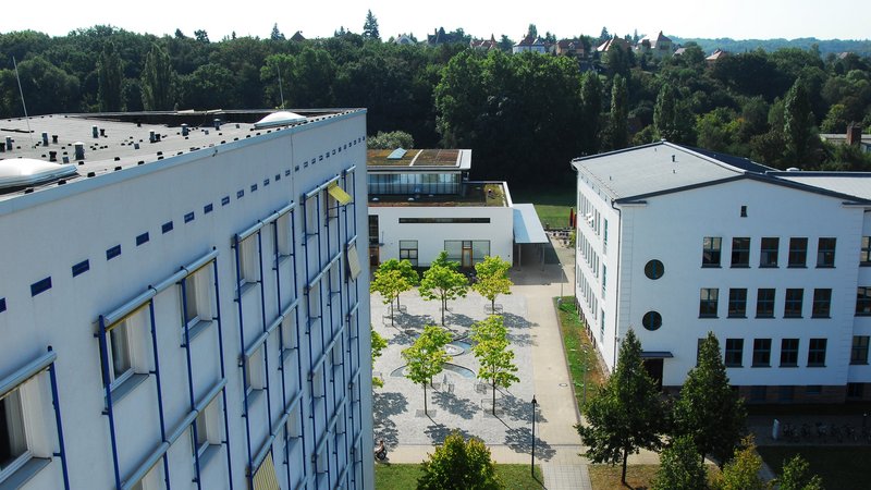 Blick von oben Richtung Campusplatz