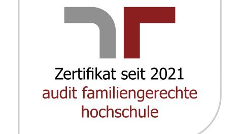 Zertifikatslogo für das Zertifikat "seit 2021 audit familiengerechte hochschule"