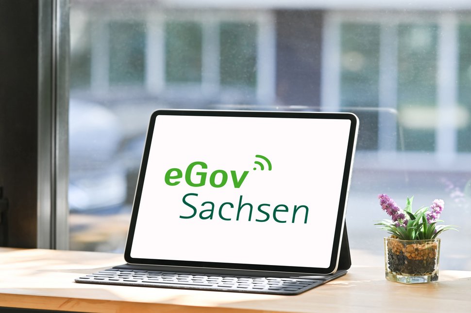 Tablet mit EGov Sachsen
