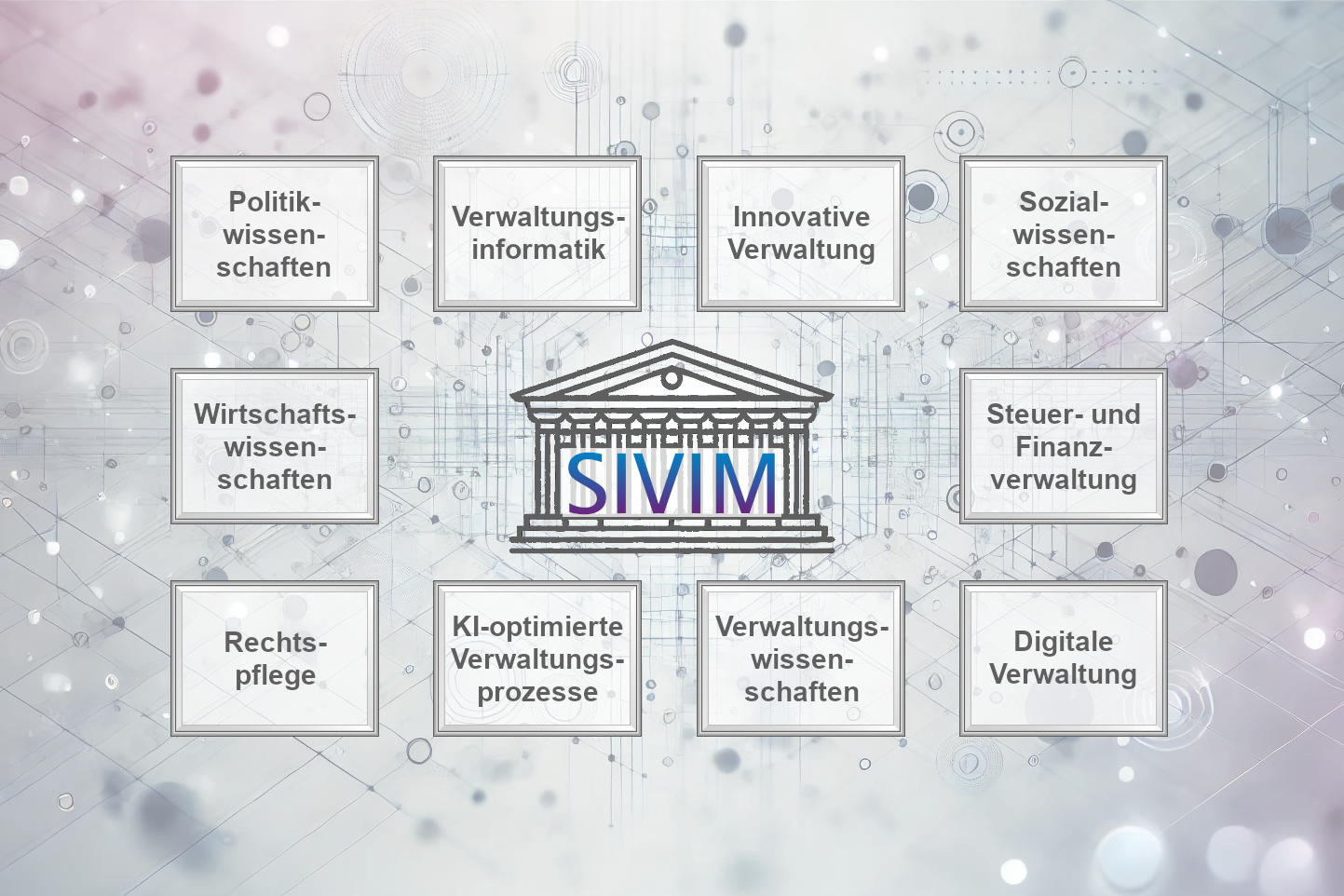 In anwendungsorientierten Forschungsprojekten werden folgende Bereiche erforscht: Innovative Verwaltung, Sozialwissenschaften, Steuer- und Finanzverwaltung, Digitale Verwaltung, Veraltungswissenschaften, KI-optimierte Verwaltungsprozesse, Rechtspflege, Wirtschaftswissenschaften, Politikwissenschaften, Verwaltungsinformatik